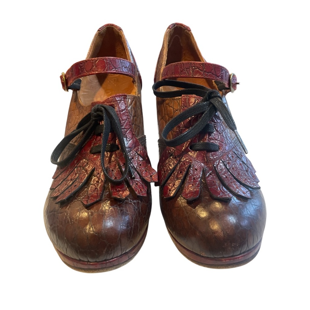 Vintage Chic Mihara Brown and Red Women's Shoes